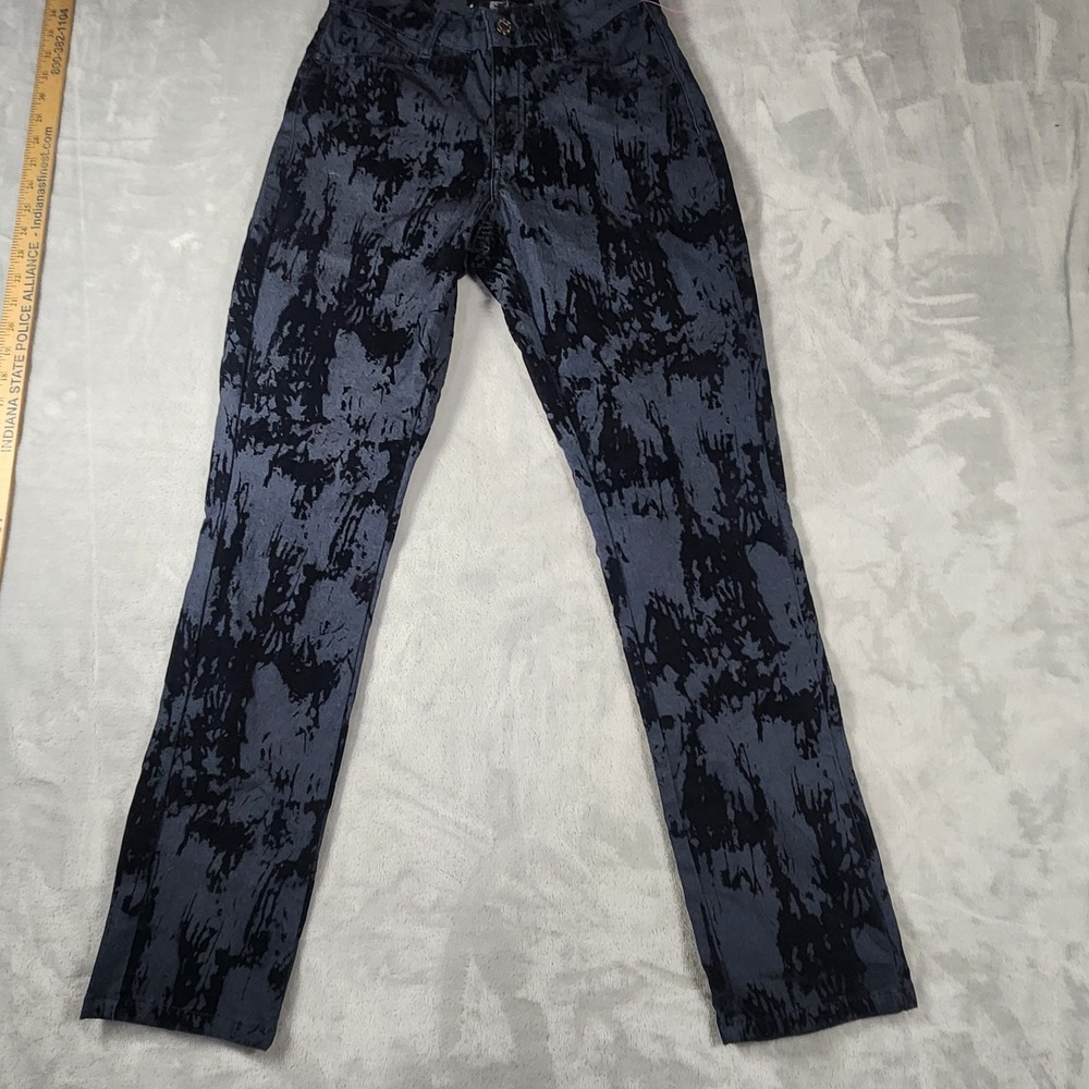 Joseph Ribkoff Jeans Black Jacquard Slim Velvet Textured Jeans Size 6 Whimsigoth